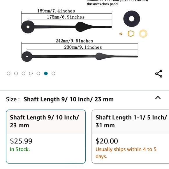 Hicarer High Torque Clock Movement Mechanism with 23 mm/10 inch - Picture 3 of 3